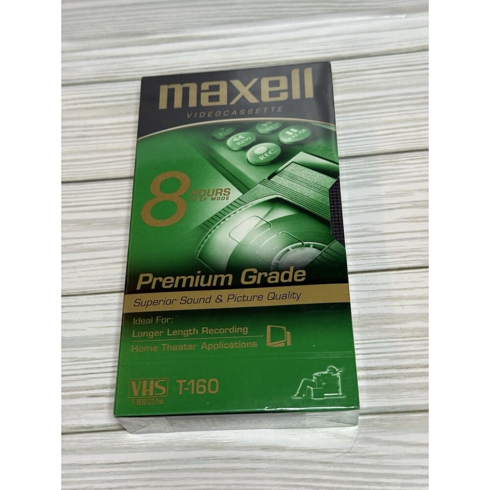 Maxwell VHS Premium Grade Blank Video Cassette Tape T-160 8 Hour Sealed